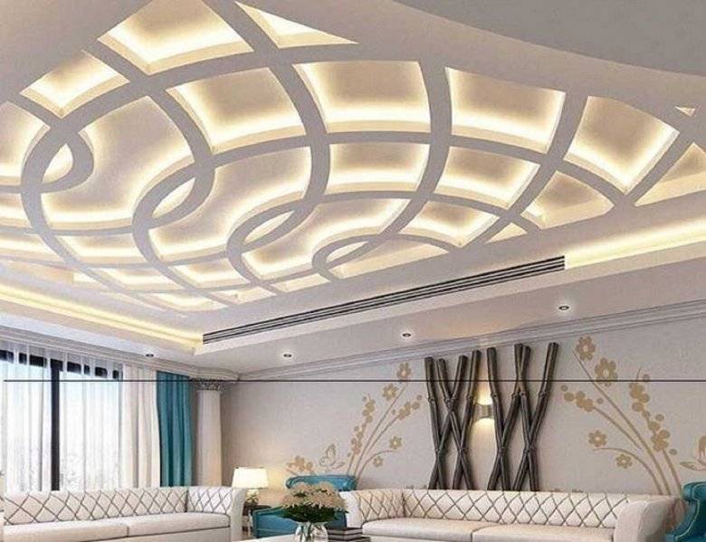 Потолок из гипсокартона в гостиной фото 2020 современные идеи