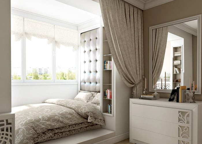 Дизайн спальни с балконом: на что обратить внимание до начала работ, подходящие стили для совмещенного пространства - 21 фото