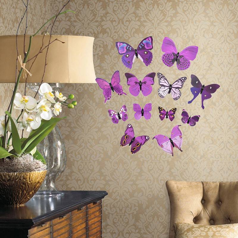 Как разместить бабочки на стене фото