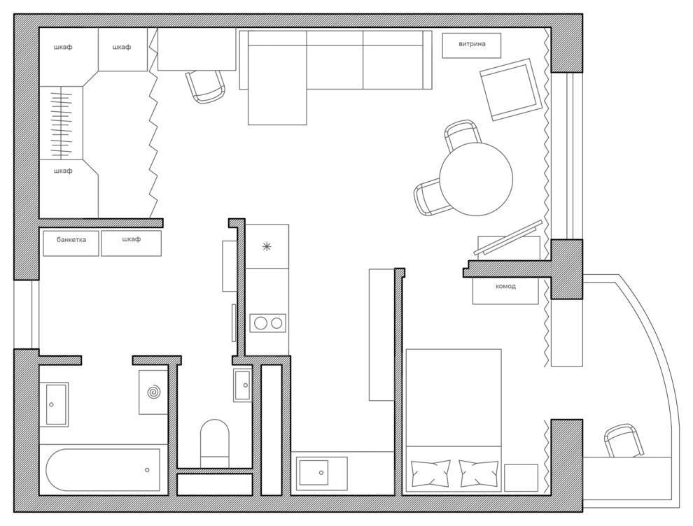 Варианты и примеры перепланировки однокомнатной квартиры — излагаем вопрос