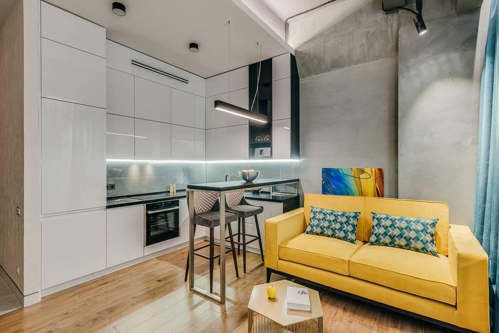 Дизайн кухни гостиной 25 кв м — фото с зонированием