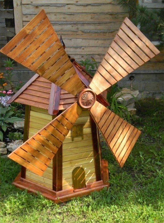 Декоративная мельница для сада своими руками из доступных материалов