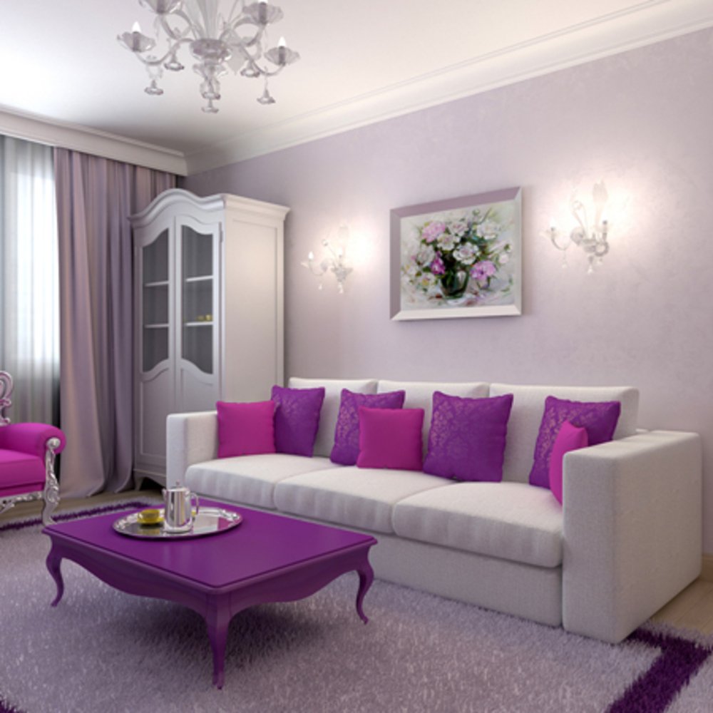 Сиреневый цвет в интерьере: сочетания, помещения, мебель, декор. 50 реальных фото