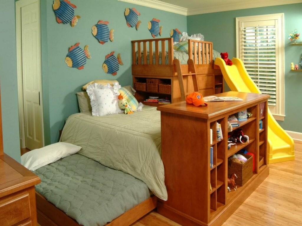Декор детской комнаты, как покрасить стены в детской комнате в разные цвета
 - 31 фото