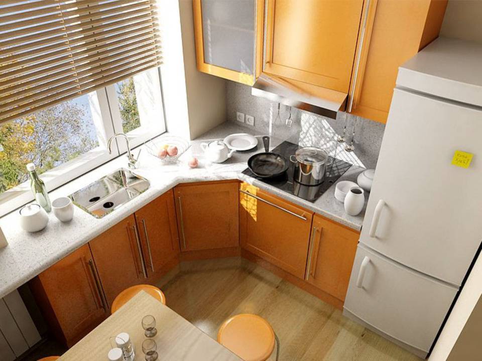 Дизайн маленькой кухни в хрущевке с холодильником - 35 фото