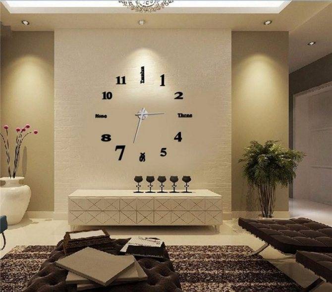 Большие настенные часы в гостиной - оригинальное решение, можно ли сделать своими руками