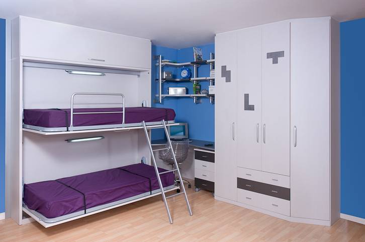Современные интерьеры детских комнат с двухъярусной кроватью (80+ фото)