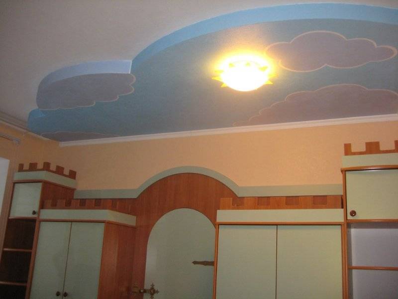 Дизайн потолков из гипсокартона в детской комнате