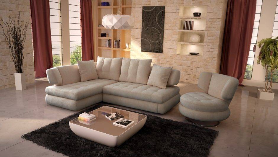 Идеи дизайна гостиной с угловым диваном (60+ фото)