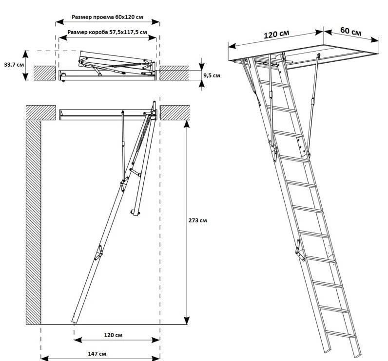 Чердачная лестница своими руками складная чертежи с размерами