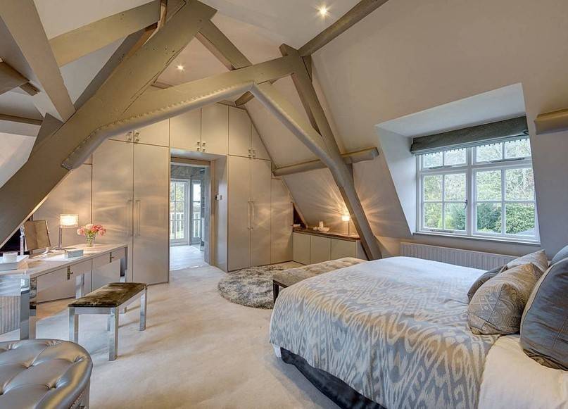 Дизайн спальни на мансарде: 200+ (фото) оформленных интерьеров