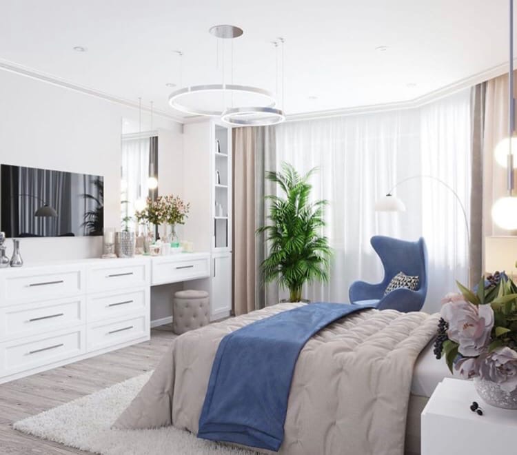 Интерьер спальни в светлых тонах фото и 3 преимущества белой мебели