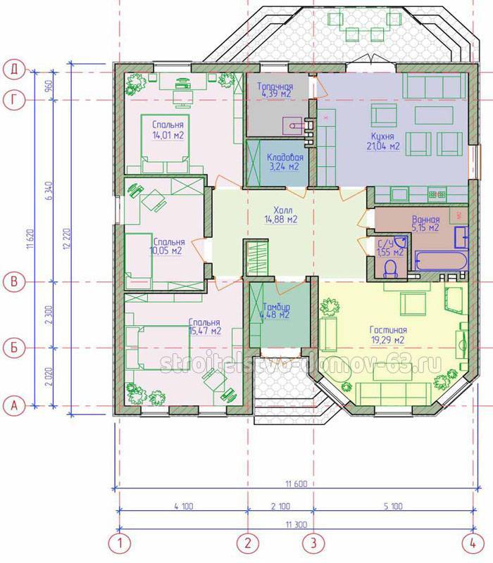 Проект дома 4 х комнатного дома