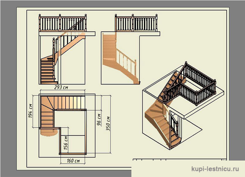 Угловая лестница план