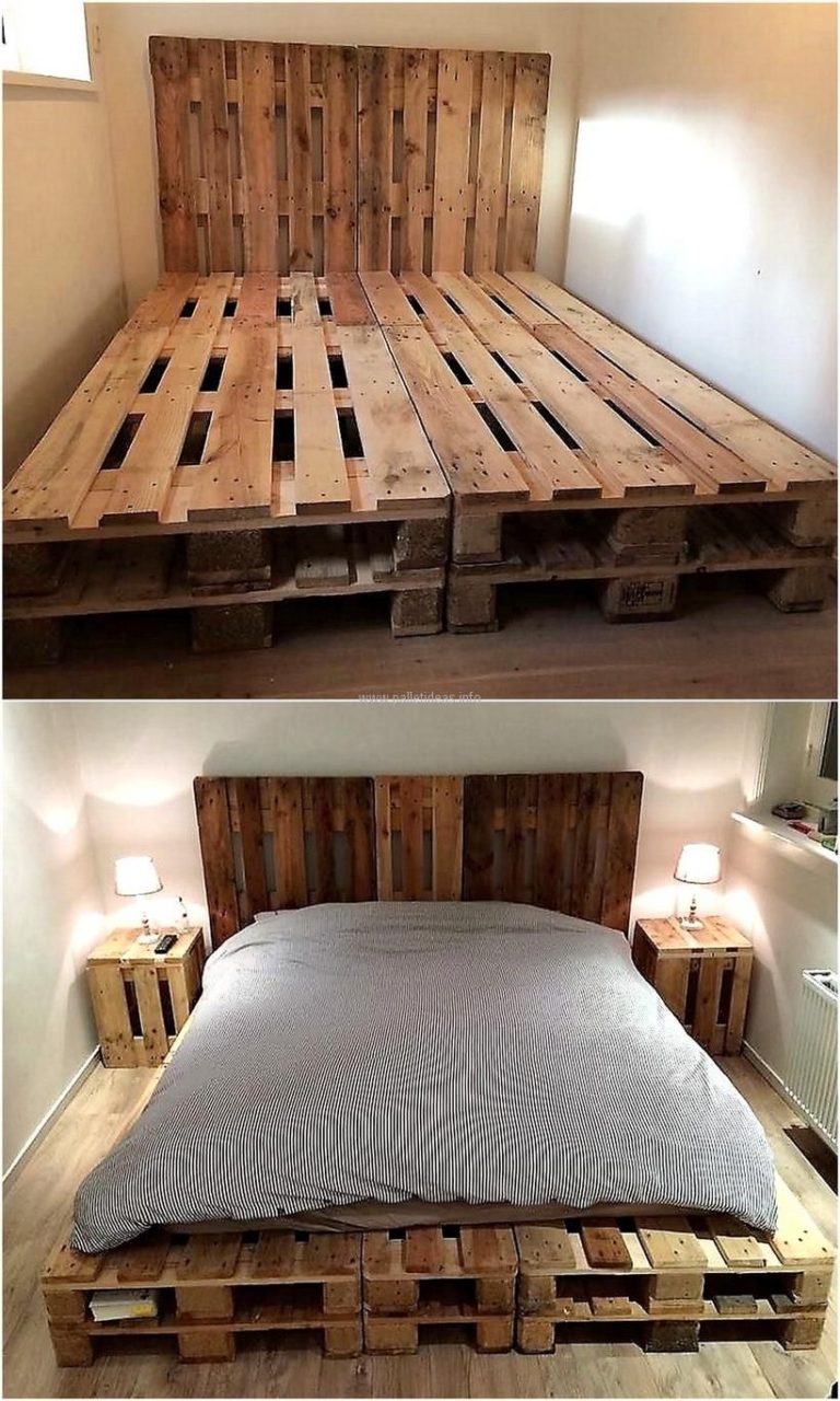 кровать своими руками из деревянных поддонов