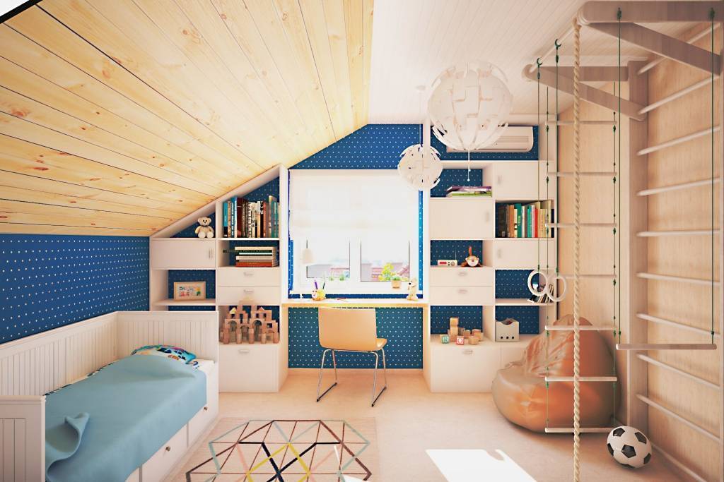 Оформление дизайна детских комнат в деревянных домах