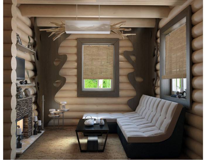 Дизайн интерьера комнаты отдыха в бане