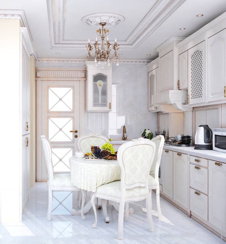 Дизайн светлой и темной кухни в классическом стиле: интерьер с современным гарнитуром в классических тонах
 - 21 фото