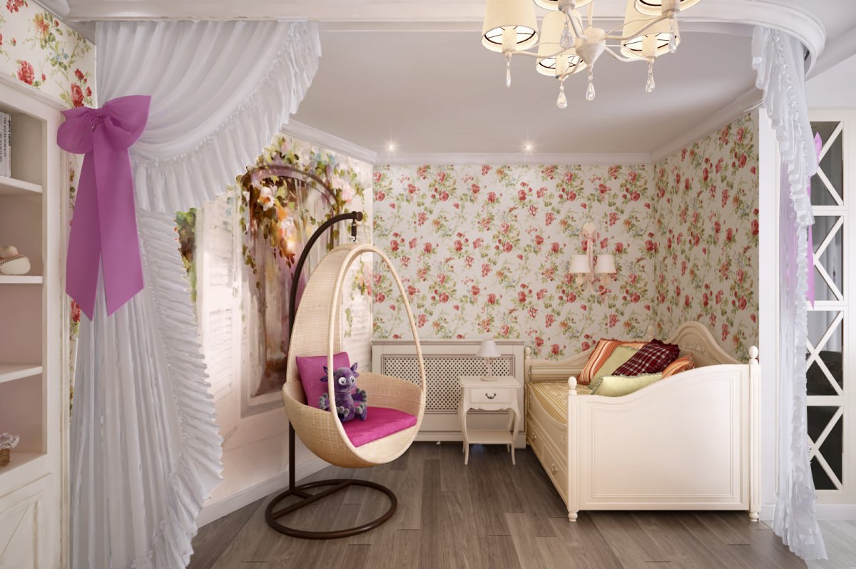Детская комната в стиле прованс для девочек: дизайн интерьера, выбор мебели и декора