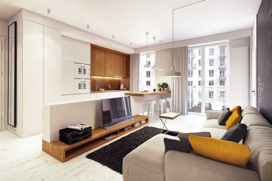 Красивый дизайн однокомнатной квартиры в современном стиле