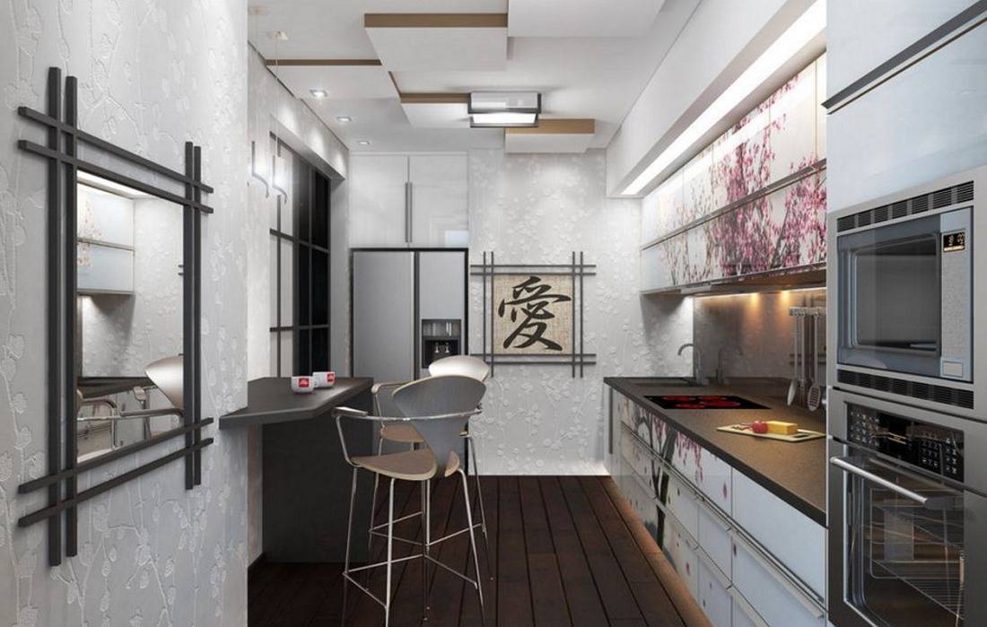 Кухня в японском стиле — яркий, компактный минимализм и высокие технологии (100 фото)