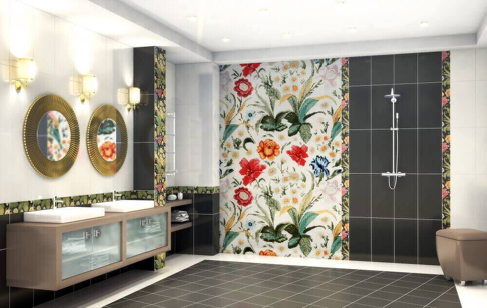 Панно из плитки в ванную: варианты укладки на стены, пол и потолок из керамической, стеклянной плитки или мозаики