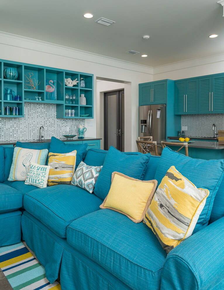 Синяя кухня в интерьере: примеры сочетания цветов в реальных фото