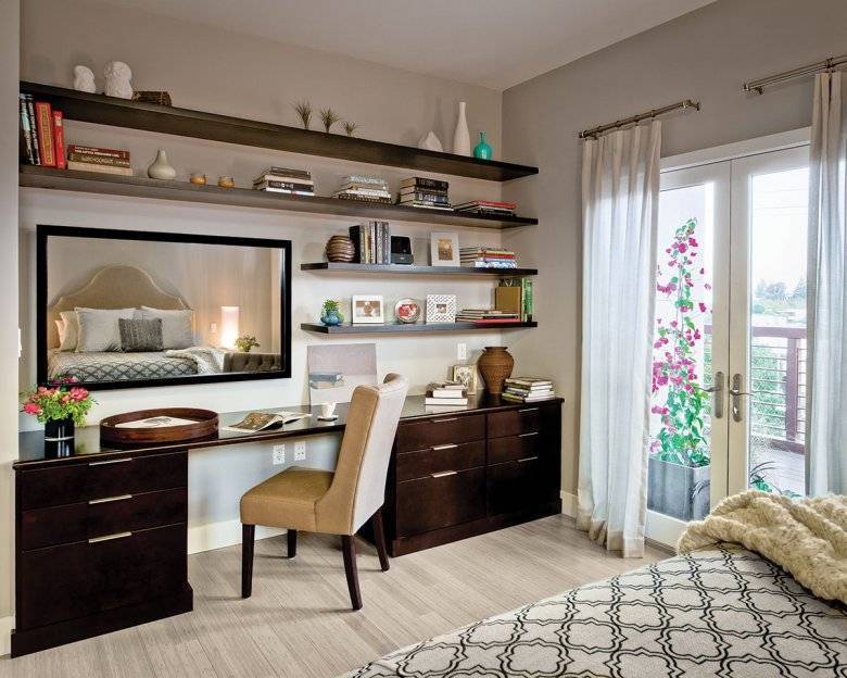 Спальня-кабинет, способы зонирования, неординарные дизайнерские решения