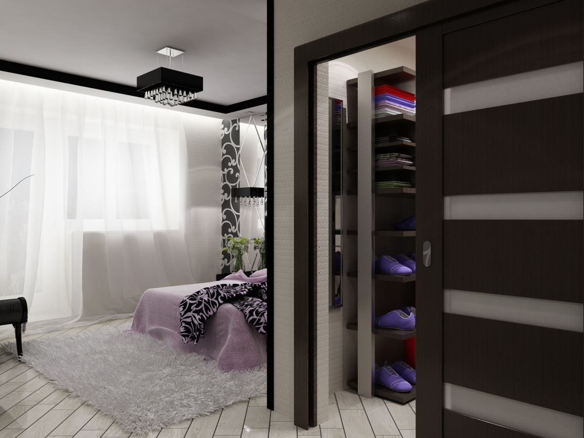 гардероб в интерьере спальни