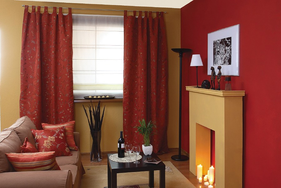 Красные шторы - 87 фото оформление интерьера: кухни, спальни и гостиной яркими занавесками красного цвета