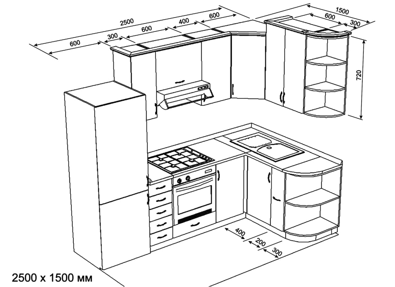 высота полок кухонного гарнитура