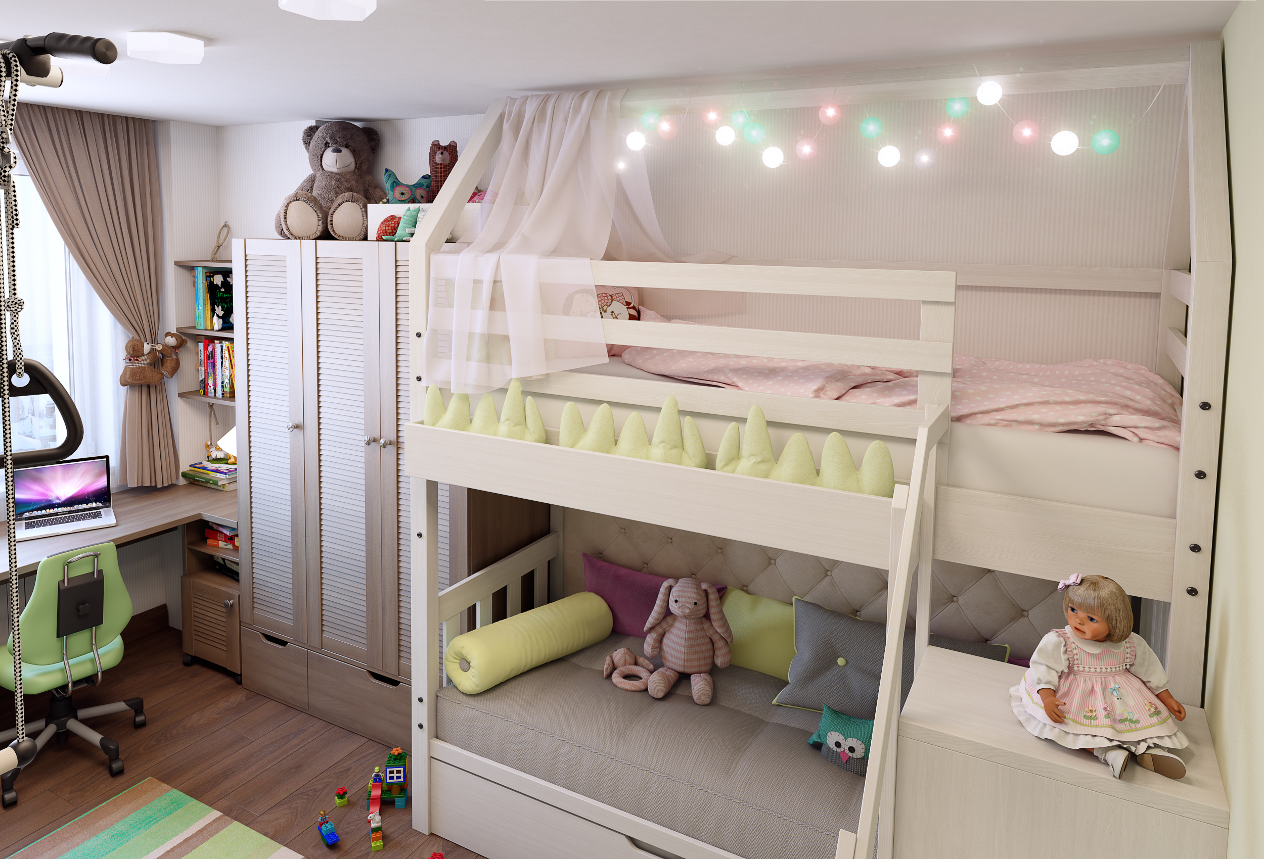 кровать для девочки и мальчика в одной комнате