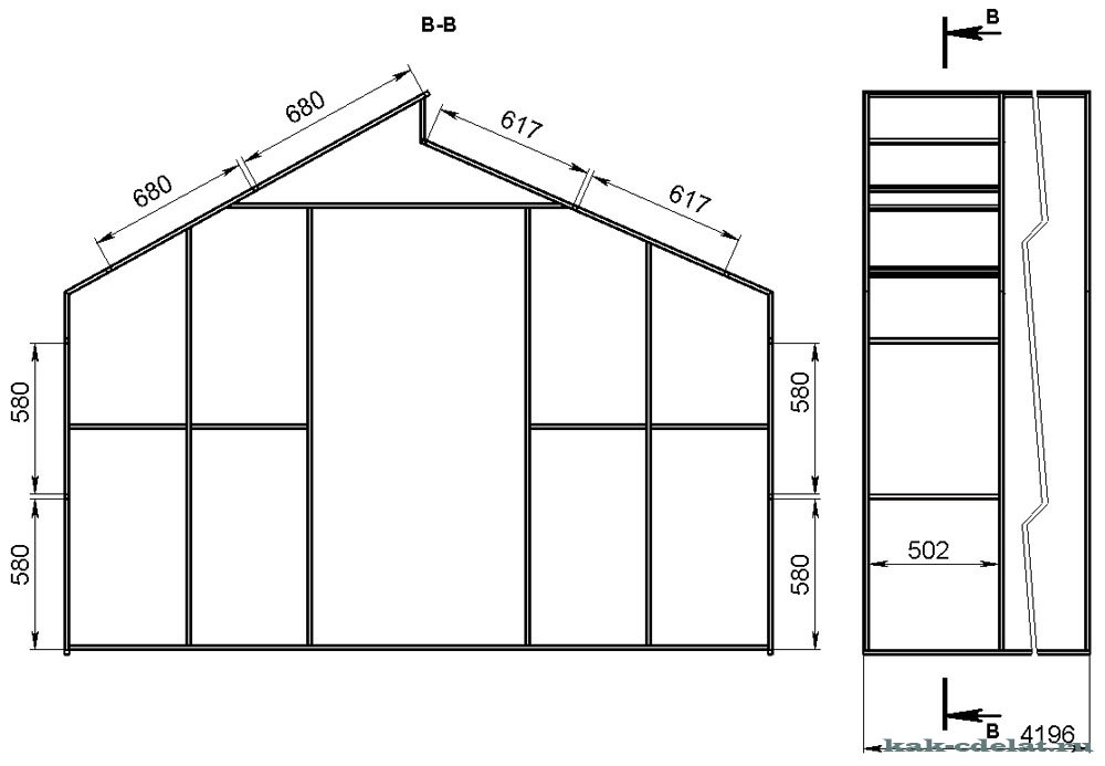 Теплица из профиля 40х20 чертеж