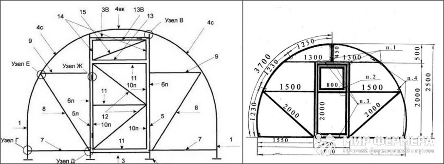 Теплица из профильной трубы 20 на 20 чертеж фото