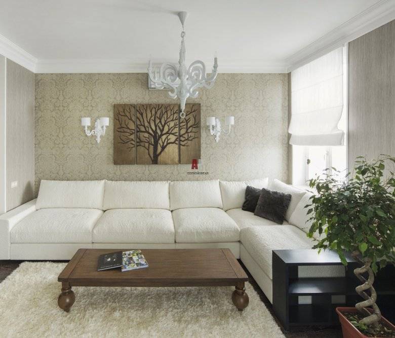Угловой диван в интерьере маленькой гостиной - фото популярных моделей