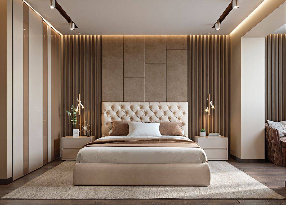 стильный дизайн спальни в современном стиле