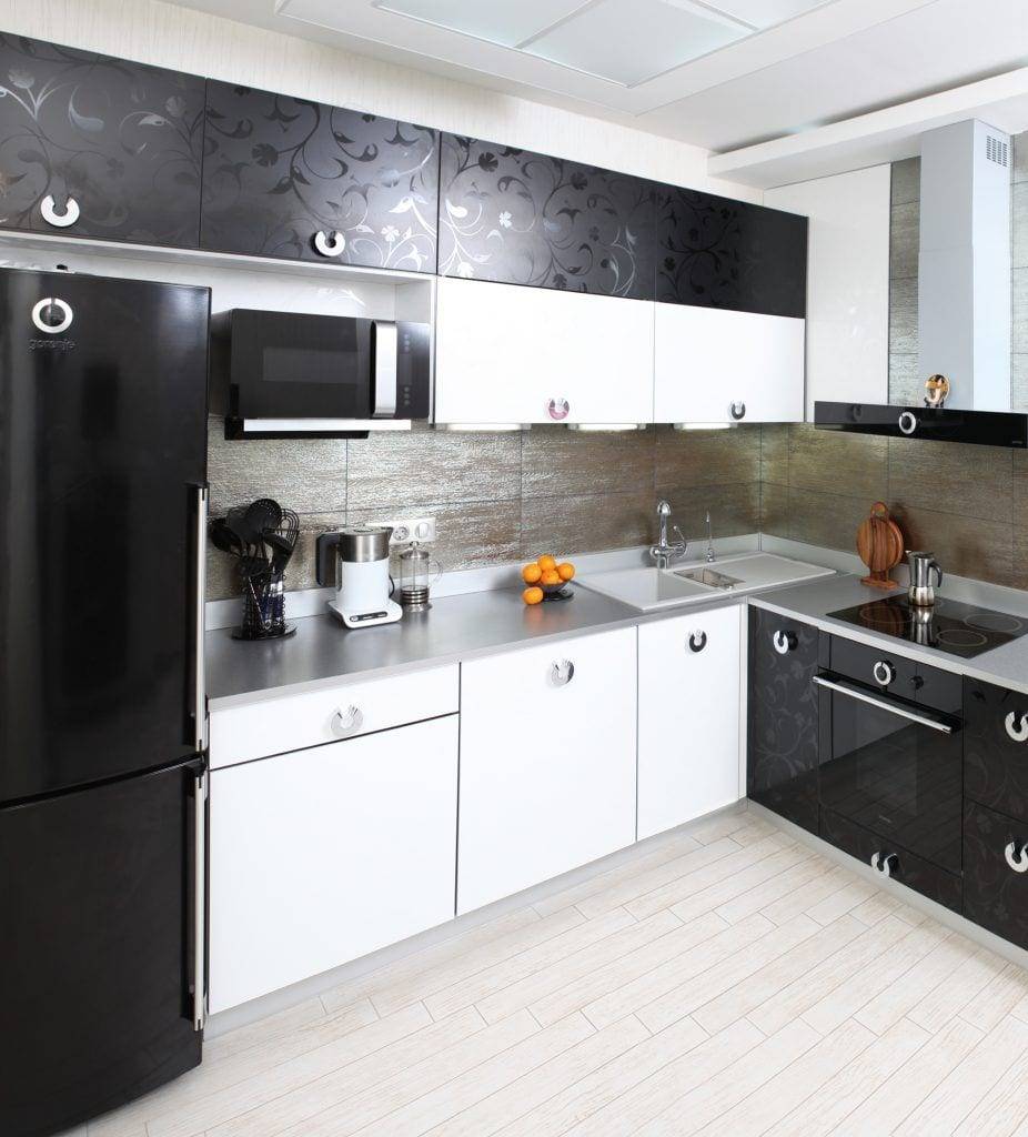 кухни в черно белом цвете реальные фото