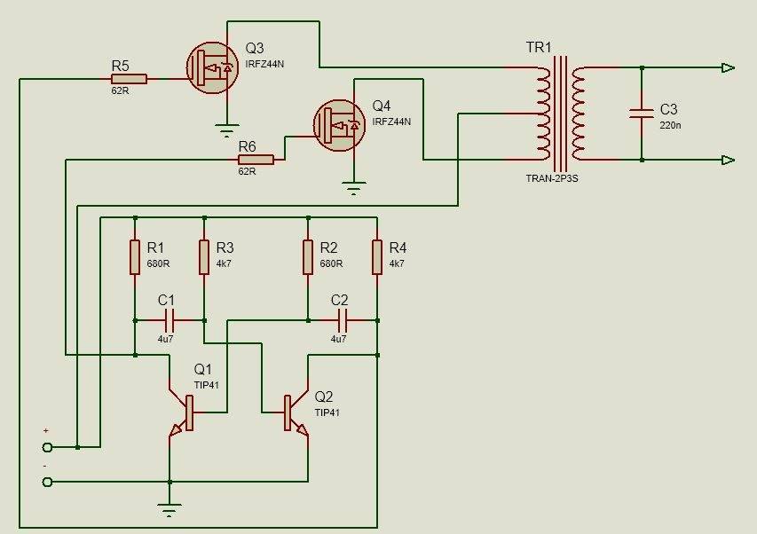 Автомобильный инвертор 12 220v схема