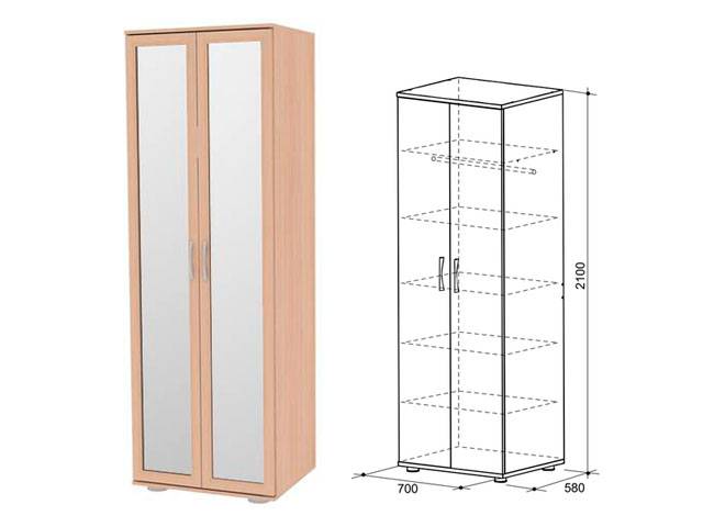 Чертежи и размеры двухстворчатых шкафов - шкаф-инфо