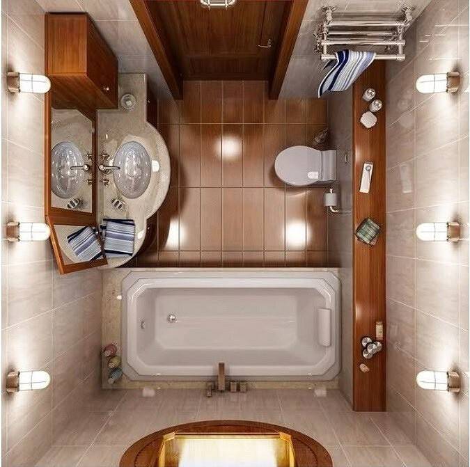 Планировка и дизайн ванной комнаты 6 кв. м