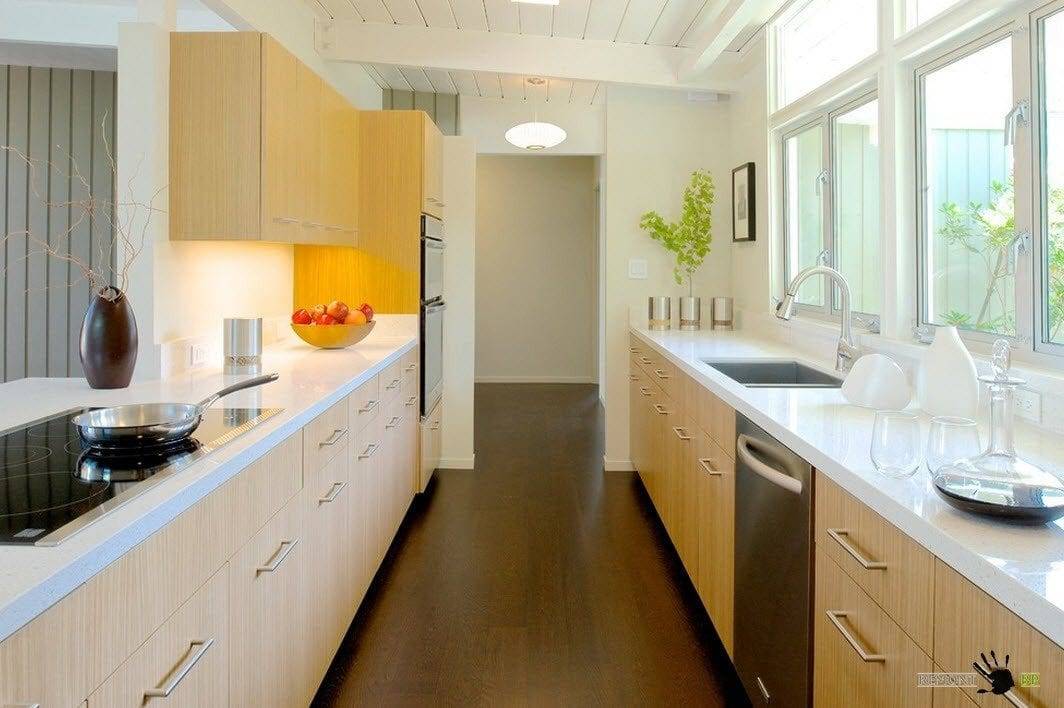 Дизайн узкой кухни: 115 фото лучших решений, как лучше расставить мебель, какую планировку выбрать