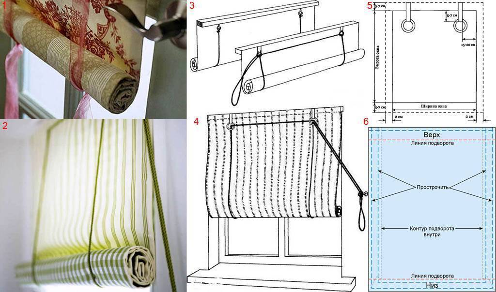 Пошаговая инструкция, как сшить римские шторы на кухню из ткани, обоев и жалюзи своими руками