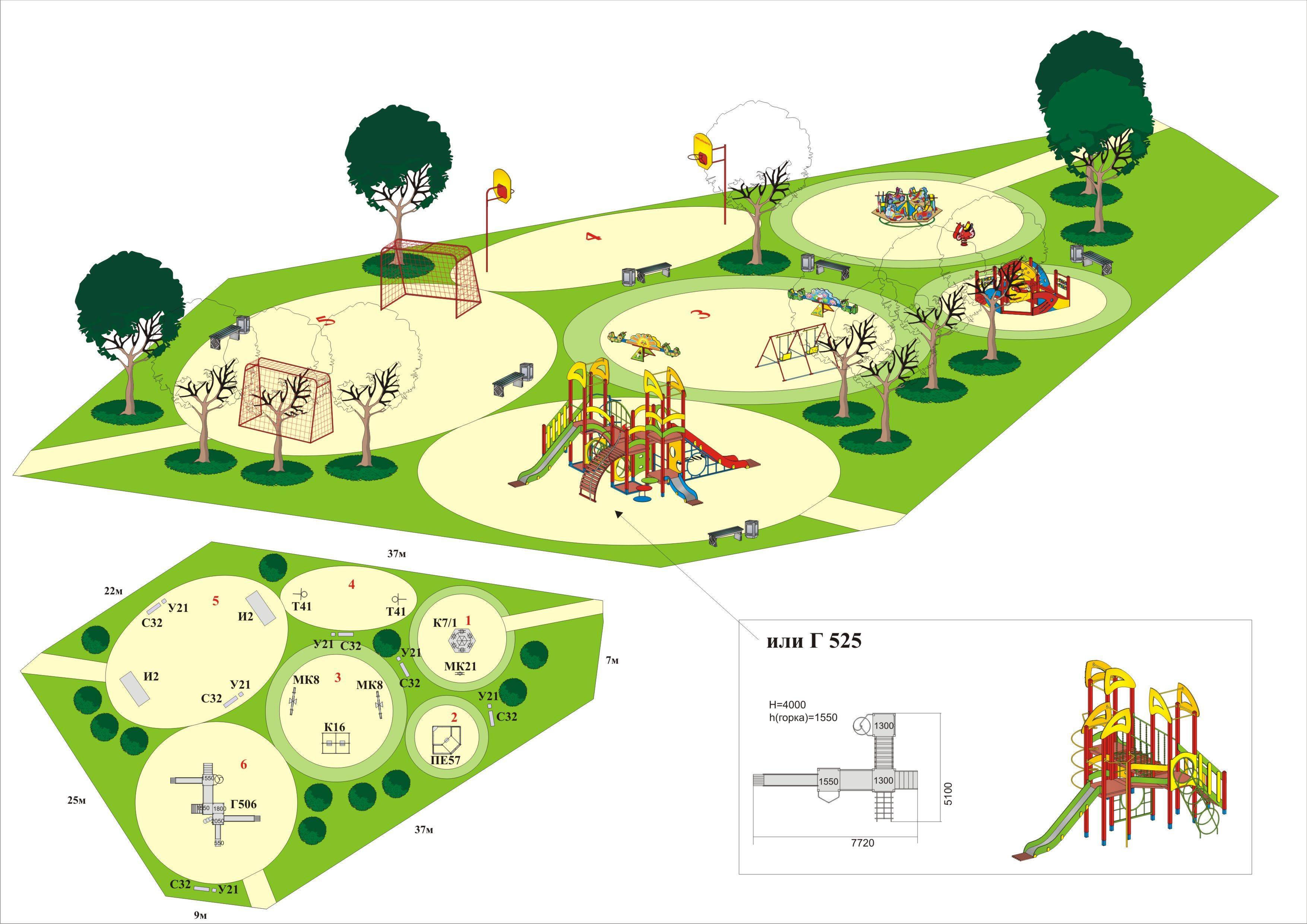 Детская игровая площадка схема
