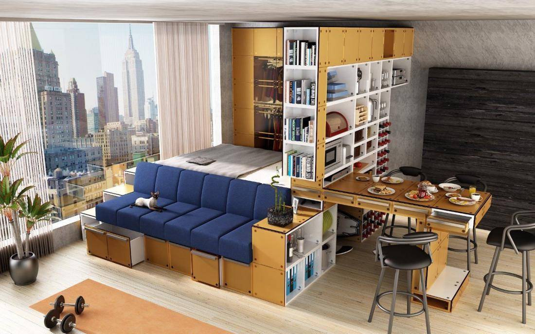 Дизайн маленькой однокомнатной квартиры 34 кв м: интерьер однушки и студии с фото