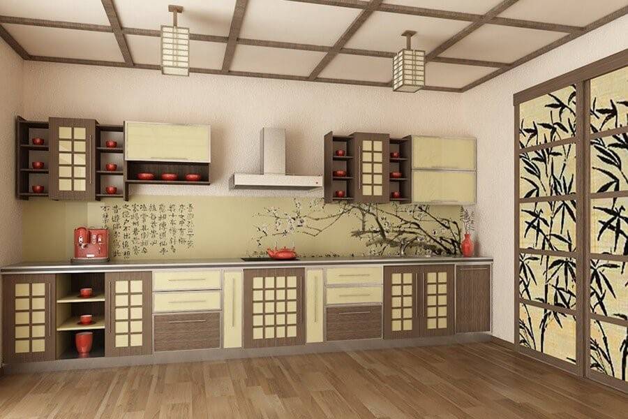 Японский минимализм и натуральные материалы в дизайне современной кухни - 
shkafkupeprosto.ru