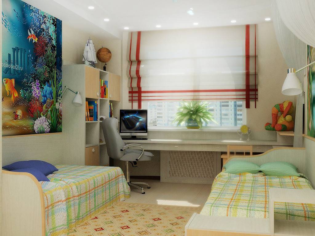 Детская спальня: дизайн комнаты для девочки и для мальчика - 23 фото