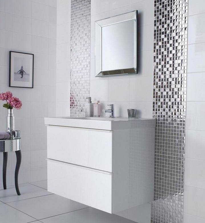 Белая мозаика в ванной комнате: 80+ интерьерных воплощений цветового пуризма и чистоты