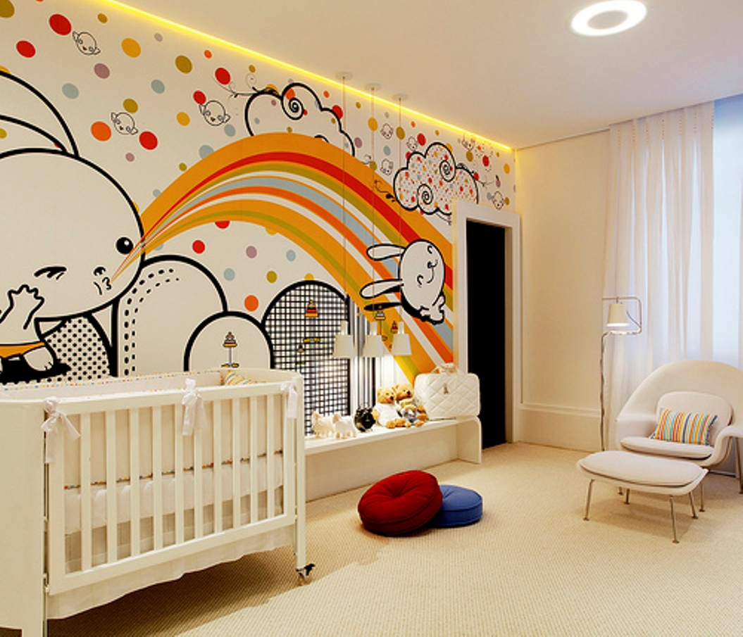 Интерьер стен в детской комнате