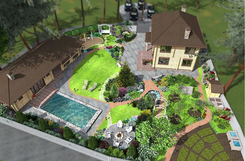 Планировка участка загородного дома 12 соток: схема, варианты ландшафтного дизайна, примеры проектов с домом, баней и гаражом
 - 22 фото