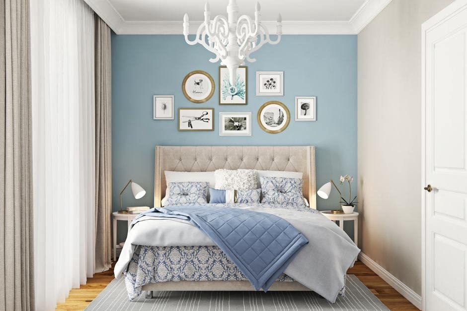 Спальня с голубым оттенком - 71 фото погружения в атмосферу уюта